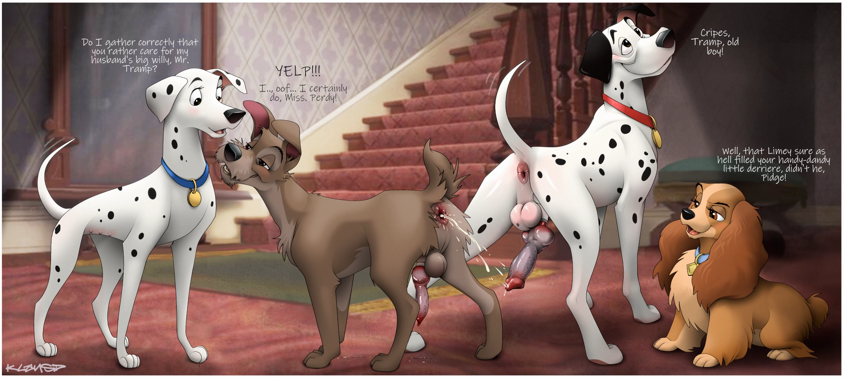 lady (lady and the tramp), perdita, pongo (101 dalmatians, disney) created by klaus doberman