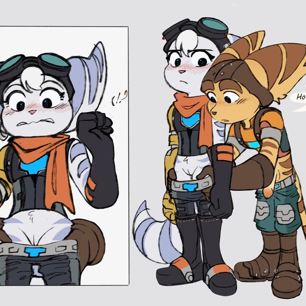 ratchet (ratchet and clank), rivet (ratchet and clank) (ratchet and clank, sony corporation) created by time fluffy500