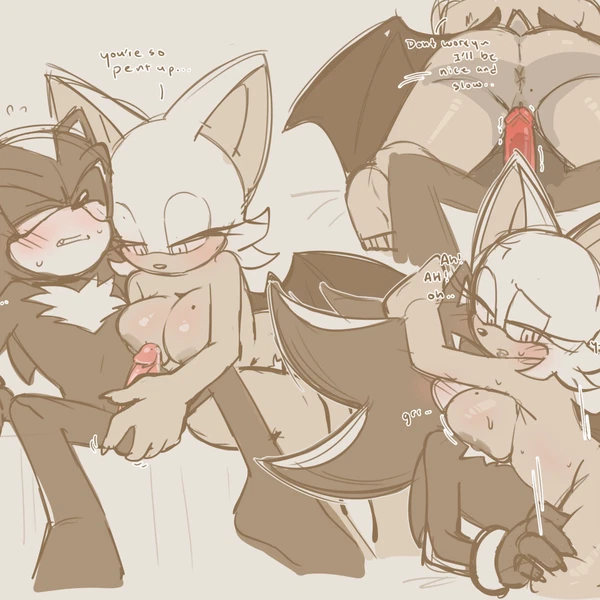 rouge the bat, shadow the hedgehog (sega, sonic the hedgehog (series)) created by eonbnnuy