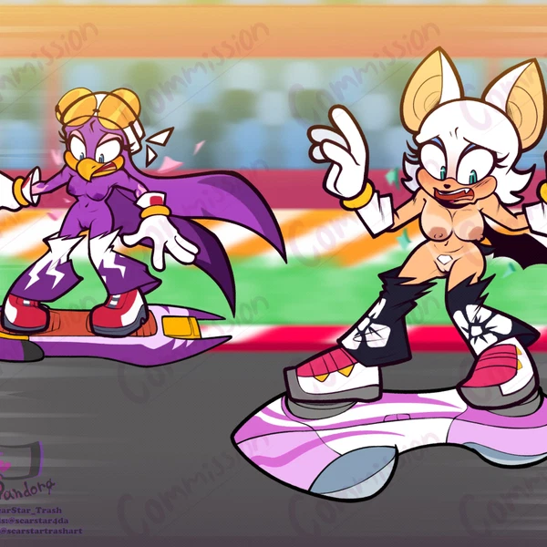 rouge the bat, wave the swallow (sega, sonic riders) created by scarstar