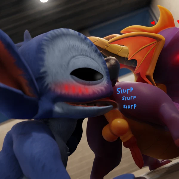 spyro, stitch (lilo and stitch) (activision, disney) created by lewdview