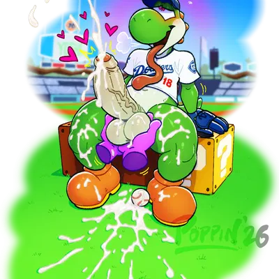 yoshi (character) (los angeles dodgers, mario bros) created by poppin