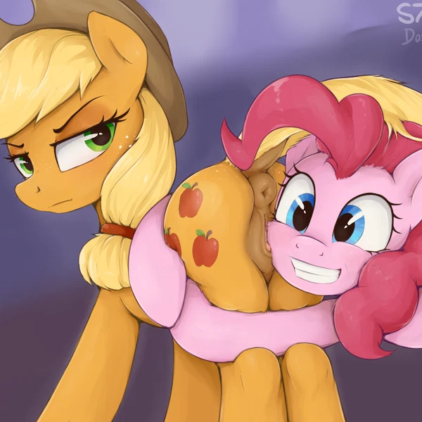 applejack (mlp), pinkie pie (mlp) (friendship is magic, hasbro) created by dosh