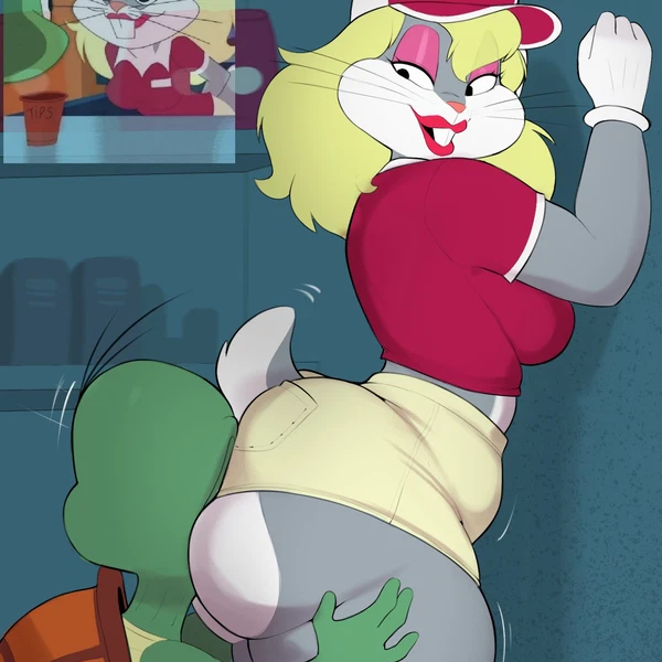 bugs bunny, cecil turtle (looney tunes, warner brothers) created by usnarbit
