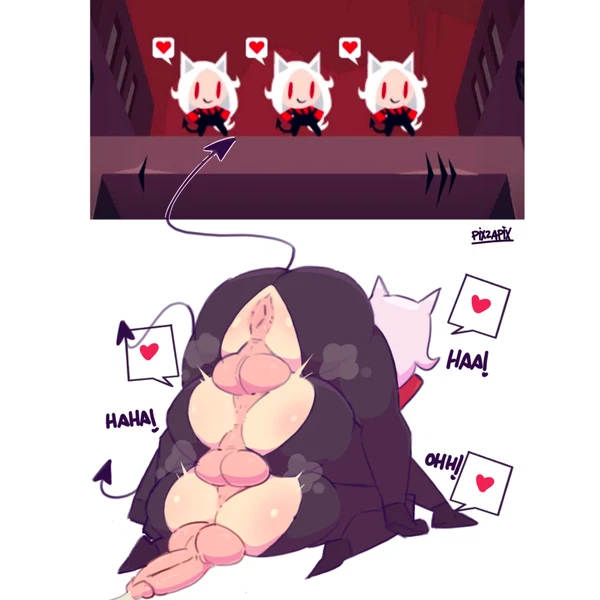 cerberus (helltaker) (helltaker, mythology) created by pixzapix
