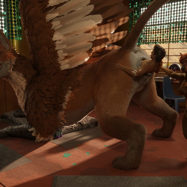 dobermann (untied verbeger), gryphon (untied verbeger) (mythology) created by bluedragon55
