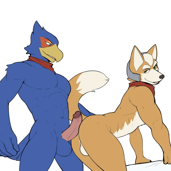 falco lombardi, fox mccloud (nintendo, star fox) created by jrjresq