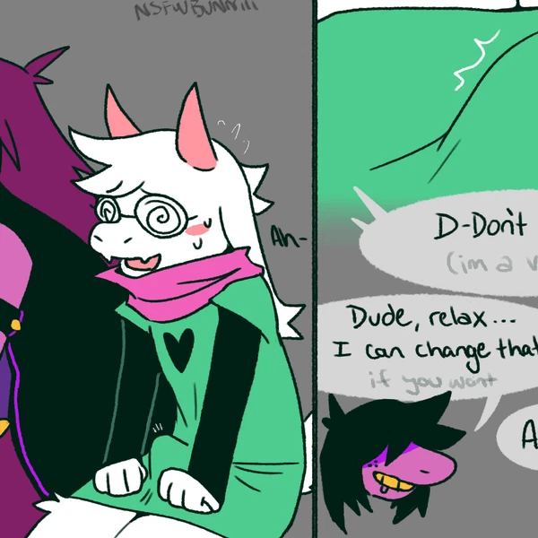 ralsei, susie (deltarune) (deltarune, undertale (series)) created by nsfwbunniii