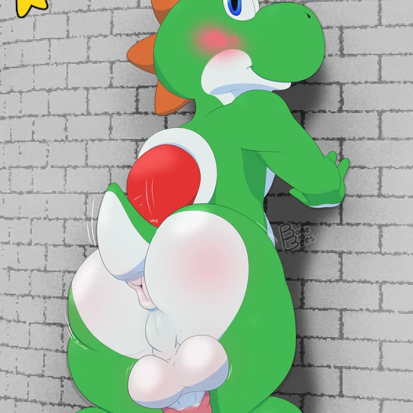 yoshi (character) (mario bros, nintendo) created by bonebees