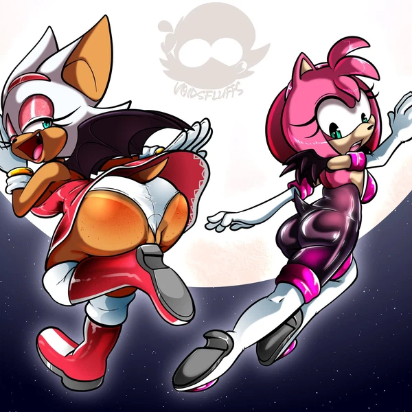 amy rose, rouge the bat (sega, sonic the hedgehog (series)) created by voidsdroids