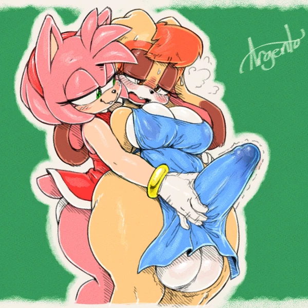 amy rose, vanilla the rabbit (sega, sonic the hedgehog (series)) created by argento