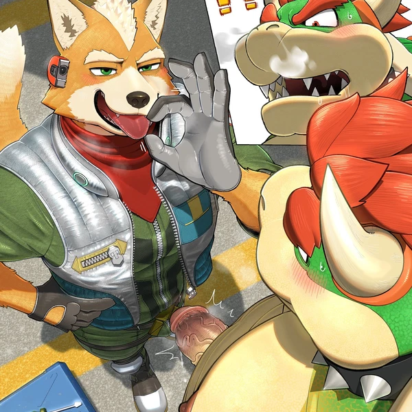 bowser, fox mccloud (mario bros, nintendo) created by nagick 18