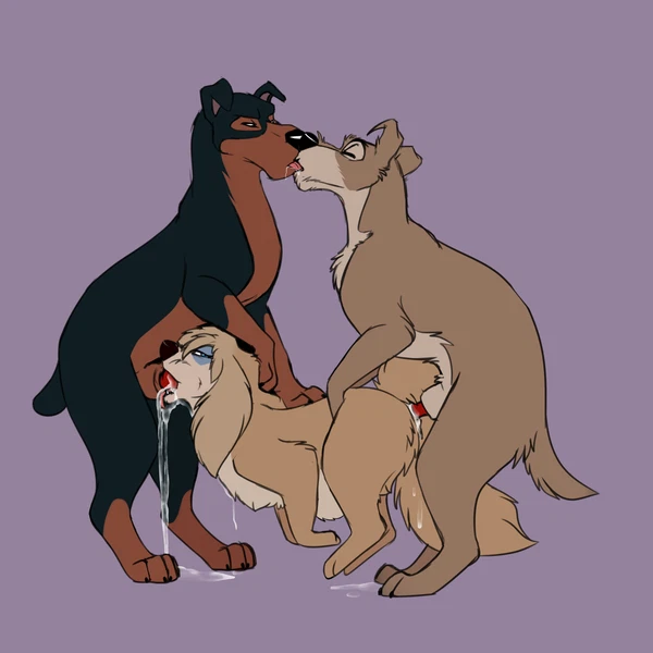 buster (lady and the tramp), peg (lady and the tramp), tramp (lady and the tramp) (disney, lady and the tramp) created by caraluca