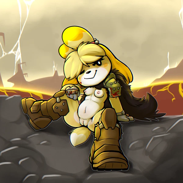 Doom Slayer, Isabelle (Animal Crossing) (Animal Crossing, Doom (Series)) Created By C0c0 Ouendan