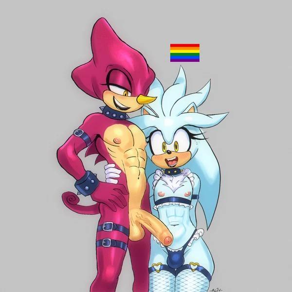 espio the chameleon, silver the hedgehog (lgbt pride month, sega) created by aliv141