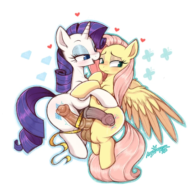 fluttershy (mlp), rarity (mlp) (friendship is magic, hasbro) created by aer0 zer0