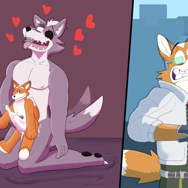 fox mccloud, wolf o'donnell (nintendo, star fox) created by deskhyena