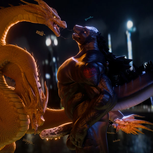 godzilla, king ghidorah (godzilla (series), toho) created by potatotime