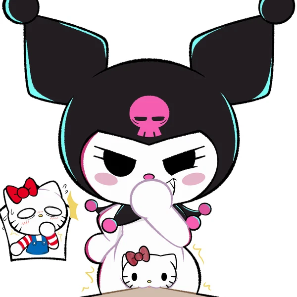 hello kitty (character), kuromi (hello kitty (series), onegai my melody) created by fatalafterdark