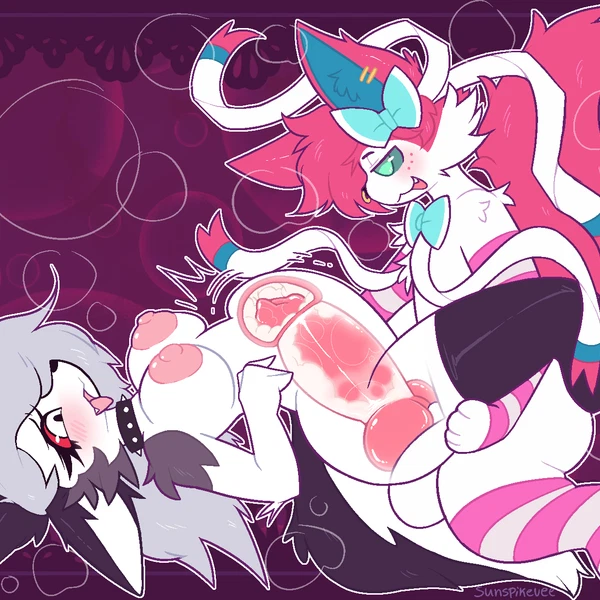 loona (helluva boss), smoothie (sylveon) (hellaverse, helluva boss) created by sunspikevee