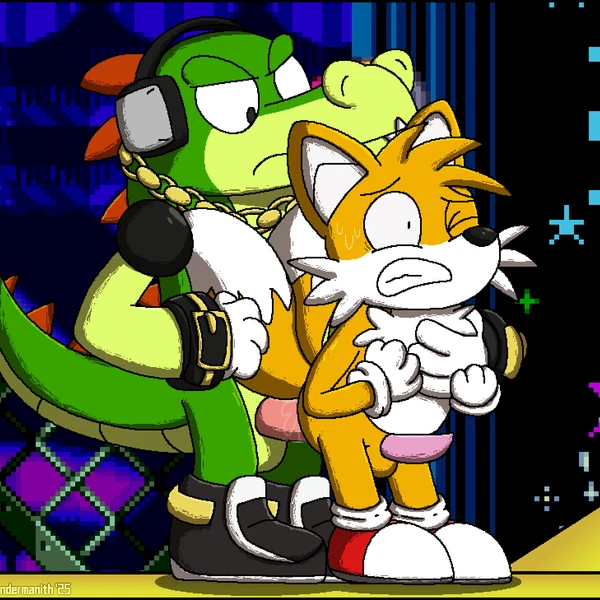 miles prower, vector the crocodile (sega, sonic the hedgehog (series)) created by zandermanith