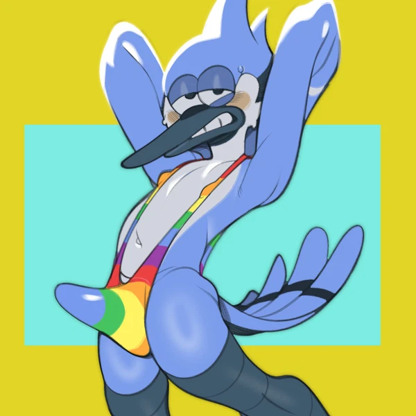 mordecai (regular show) (cartoon network, lgbt pride month) created by submarine screw