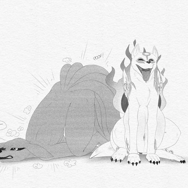 Amaterasu (Okami), Kurama (Capcom, Naruto) Created By Tairedfox