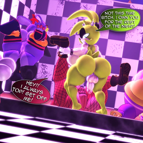 Amy Rose, Blaze The Cat, Bonfie (Cryptiacurves) (Fazclaire's Nightclub, Five Nights At Freddy's) Created By Rocketspuff