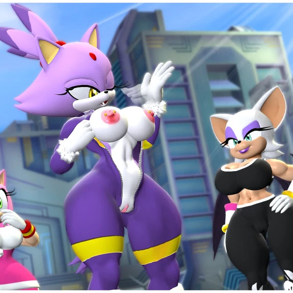 Amy Rose, Blaze The Cat, Rouge The Bat (Sega, Sonic The Hedgehog (Series)) Created By Deepbluearts