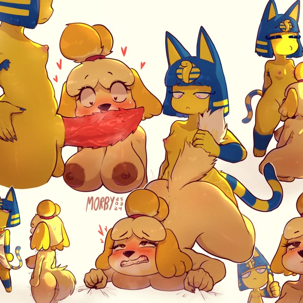 Ankha (Animal Crossing), Isabelle (Animal Crossing) (Animal Crossing, Nintendo) Created By Morby
