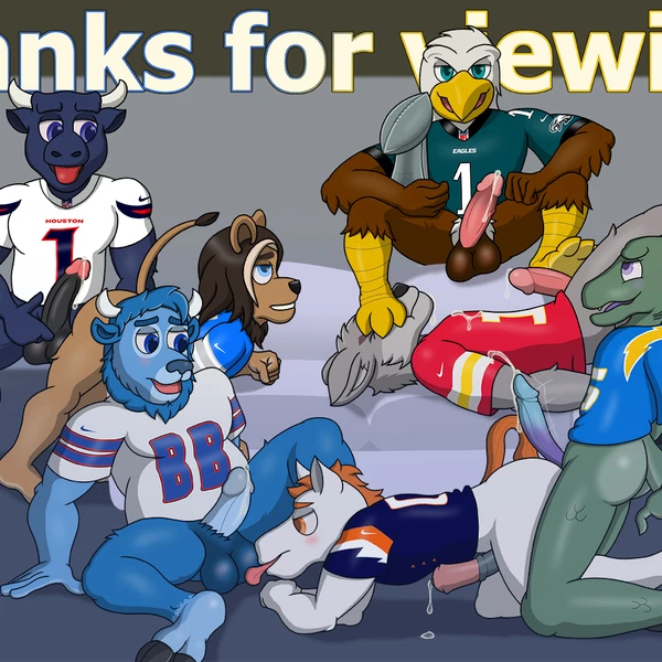 Billy Buffalo, Endymion (Endymionwr), Kc Wolf (Kansas City Chiefs) (Baltimore Ravens, Buffalo Bills) Created By Thehuskyk9 (Artist)