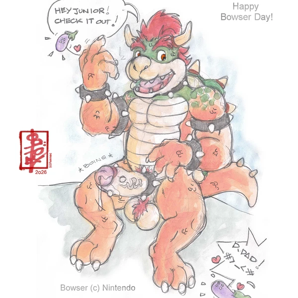 Bowser, Bowser Jr. (Mario Bros, Mythology) Created By Fennec (Artist)