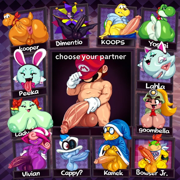 Bowser Jr., Cappy (Mario), Dimentio (Mario Bros, Nintendo) Created By Hellsonger