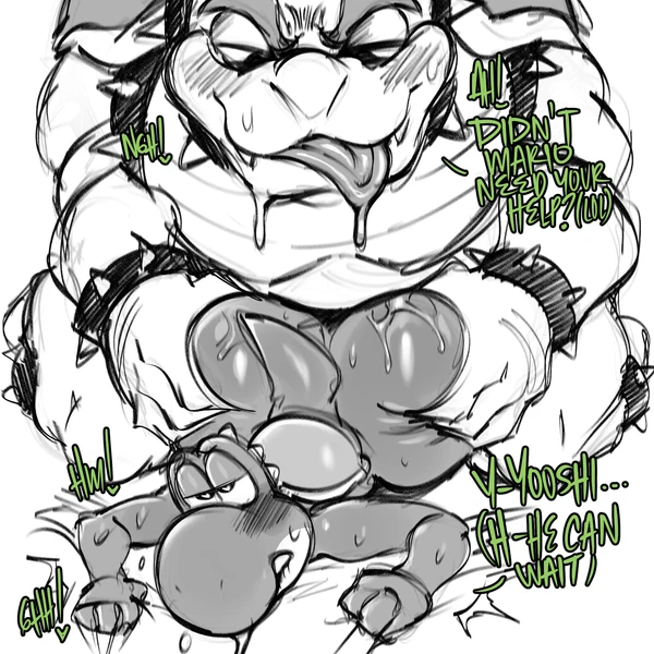 Bowser, Yoshi (Character) (Mario Bros, Nintendo) Created By Saltyxodium