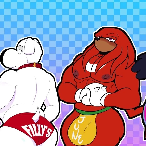 Brian Griffin, Disco Bear (Htf), Knuckles The Echidna (Bluey (Series), Family Guy) Created By Footfoxxy, Zackdadawg