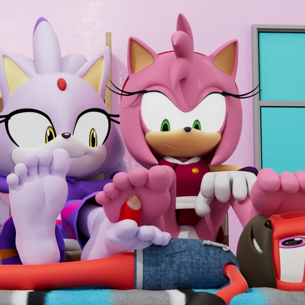 Amy Rose, Amy Rose (Boom), Blaze The Cat (Sega, Sonic The Hedgehog (Series)) Created By Inkyli