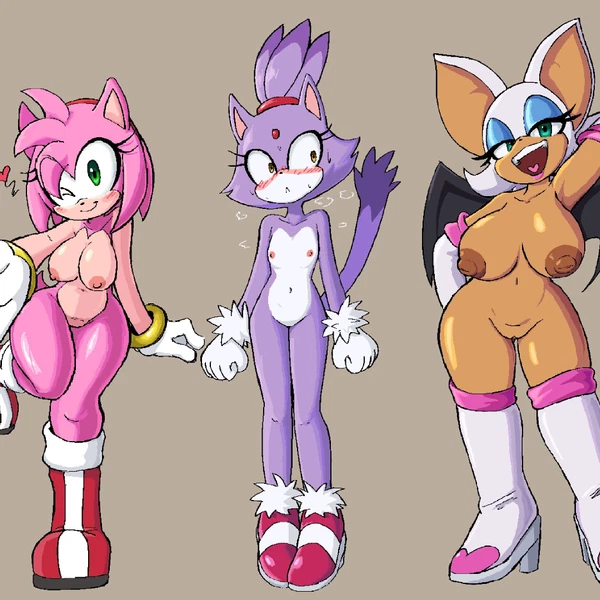 Amy Rose, Blaze The Cat, Rouge The Bat (Sega, Sonic The Hedgehog (Series)) Created By Im-Nx