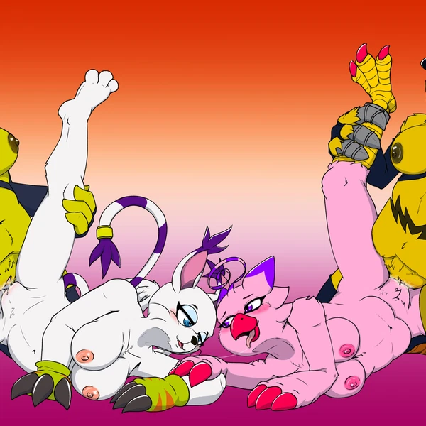 Angelgatomon (Angelkitty), Chica (Fnaf), Chica (Thevgbear) (Bandai Namco, Digimon) Created By Thevgbear