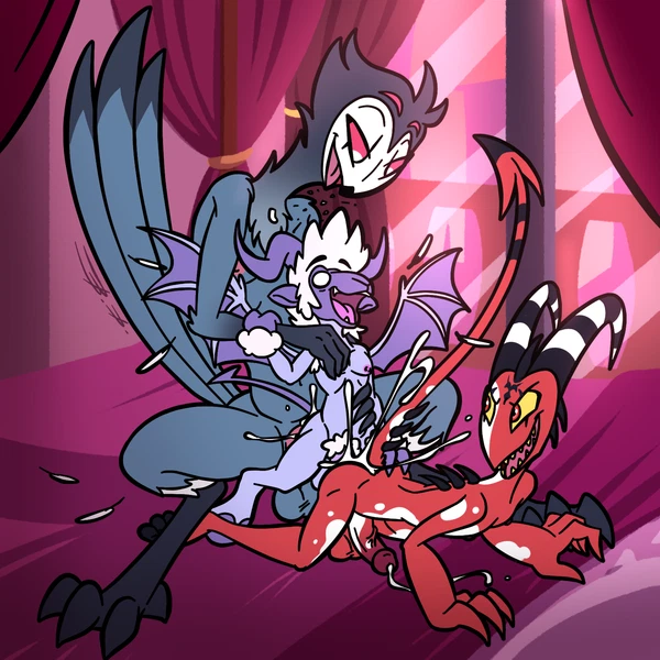 Blitzo (Helluva Boss), Collin (Helluva Boss), Stolas (Helluva Boss) (Hellaverse, Helluva Boss) Created By Bassybefuddle