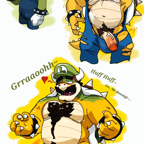 Bowser, Luigi (Bowser Day, Mario Bros) Created By Buizelwolf