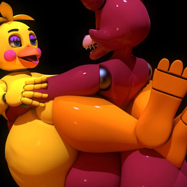Foxy (Fnaf), Runaboo Chica, Toy Chica (Fnaf) (Five Nights At Freddy's, Five Nights At Freddy's 2) Created By Geometryboymejia