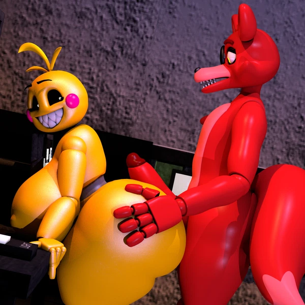 Foxy (Fnaf), Toy Chica (Fnaf) (Five Nights At Freddy's, Five Nights At Freddy's 2) Created By Geometryboymejia, Randomnsfwartist