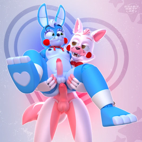 Funtime Foxy (Fnaf), Toy Bonnie (Fnaf) (Five Nights At Freddy's, Five Nights At Freddy's 2) Created By Melongoat3d