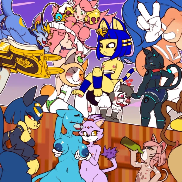 808 (Hi-Fi Rush), Ankha (Animal Crossing), Blaze The Cat (Animal Crossing, Atlus) Created By Crossman