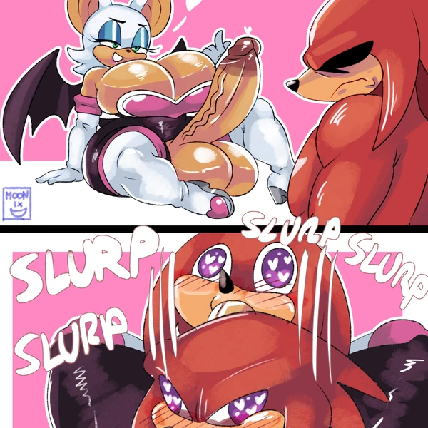 Knuckles The Echidna, Rouge The Bat (Glizzy Gobbler, Sega) Created By Moonix Xero